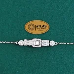 سرویس نقره زنجیری امرالدکات با نگین های برلیان و باگت 19 گرمی نقره اصل 925 - Image 3