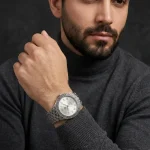 ساعت نقره مردانه سیاه قلم بدون نگین 60.5 گرمی نقره اصل 925