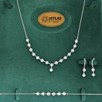 سرویس نقره فلاور زنجیری با نگین های برلیان 14.6 گرمی نقره اصل 925