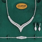 سرویس نقره جواهری زنانه مجلسی با نگین های برلیان 39.7 گرمی نقره اصل 925 - Image 6