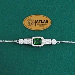 سرویس نقره زنجیری امرالدکات با نگین های برلیان و باگت 20.1 گرمی نقره اصل 925 - Image 4