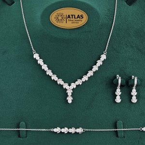 سرویس نقره زنجیری زنانه با نگین های برلیان 15.2 گرمی نقره اصل 925