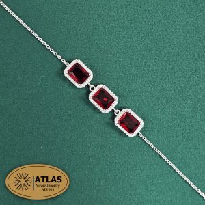 راهنمای خرید نقره برای هدیه 18 دستبند نقره رنگی زنجیری با نگین های برلیان 5.9 گرمی نقره اصل 925