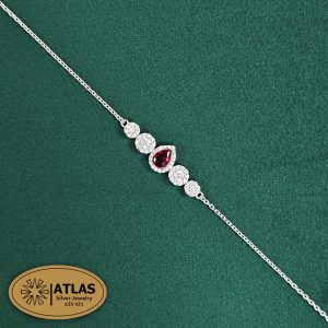 بهترین هدیه عید نوروز برای عروس 50 دستبند نقره رنگی زنجیری با نگین های برلیان 3.7 گرمی نقره اصل 925