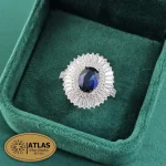 انگشتر نقره زنانه نگین دار با نگین های برلیان 5.5 گرمی نقره اصل 925 - Image 2
