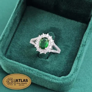 انواع سنگ انگشتر نقره 12 انگشتر نقره زنانه نگین دار با نگین های برلیان 3.5 گرمی نقره اصل 925