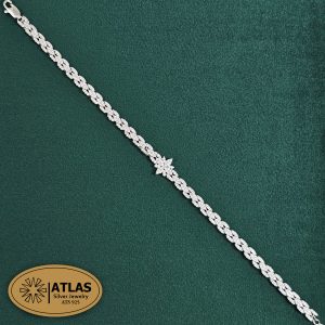 دستبند نقره زنانه جواهری با نگین های برلیان 10.8 گرمی نقره اصل 925