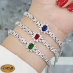 دستبند نقره زنانه جواهری با نگین های برلیان 11.3 گرمی نقره اصل 925