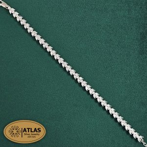 بهترین هدیه عید نوروز برای عروس 44 دستبند نقره زنانه جواهری با نگین های برلیان و مارکیز 15.1 گرمی نقره اصل 925