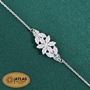دستبند نقره زنجیری با نگین های برلیان 3.3 گرمی نقره اصل 925