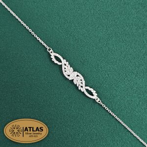 دستبند نقره زنجیری با نگین های برلیان 3.65 گرمی نقره اصل 925