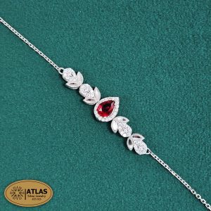 دستبند نقره رنگی زنجیری با نگین های برلیان 3.9 گرمی نقره اصل 925