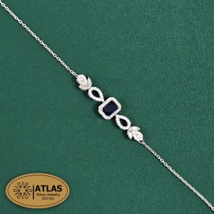 دستبند نقره رنگی زنجیری با نگین های برلیان 4.2 گرمی نقره اصل 925