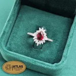 انگشتر نقره نگین رنگی مدل RO14