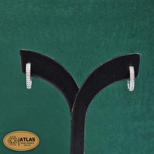 گوشواره نقره زنانه حلقه ای با نگین های برلیان 1.9 گرمی نقره اصل 925