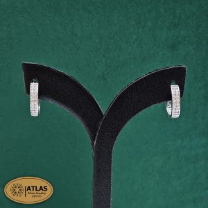 گوشواره نقره زنانه حلقه ای با نگین های برلیان 2.3 گرمی نقره اصل 925