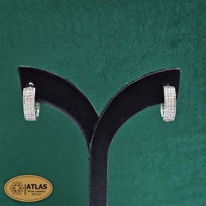 گوشواره نقره زنانه حلقه ای با نگین های برلیان 3.3 گرمی نقره اصل 925