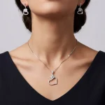 نیم ست نقره دخترانه قلب با نگین های برلیان 6.9 گرمی نقره اصل 925
