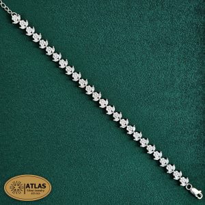 دستبند نقره زنانه جواهری با نگین های برلیان 14.5 گرمی نقره اصل 925