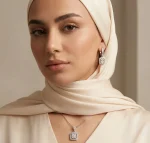 نیم ست نقره جواهری زنانه امرالدکات با نگین های برلیان و باگت 5.7 گرمی نقره اصل 925(NE3)