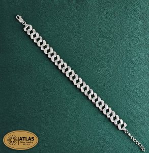 دستبند نقره زنانه جواهری کارتیر با نگین های برلیان 11.8 گرمی نقره اصل 925