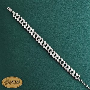 دستبند نقره زنانه جواهری کارتیر با نگین های برلیان 11.6 گرمی نقره اصل 925