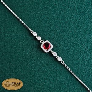 دستبند نقره رنگی زنجیری با نگین های برلیان 3.1 گرمی نقره اصل 925