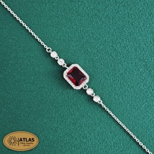 دستبند نقره رنگی زنجیری با نگین های برلیان 3.9 گرمی نقره اصل 925