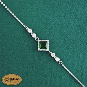 دستبند نقره رنگی زنجیری با نگین های برلیان 3.2 گرمی نقره اصل 925