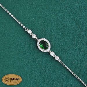 دستبند نقره رنگی زنجیری با نگین های برلیان 3.4 گرمی نقره اصل 925