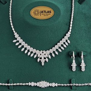 عیار نقره 999 یعنی چه؟ | تفاوت نقره 999 با نقره 925 5 سرویس نقره جواهری زنانه مجلسی با نگین های برلیان و باگت 32.2 گرمی نقره اصل 925