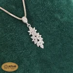نیم ست نقره جواهری زنانه با نگین های برلیان 4.9 گرمی نقره اصل 925 - Image 2