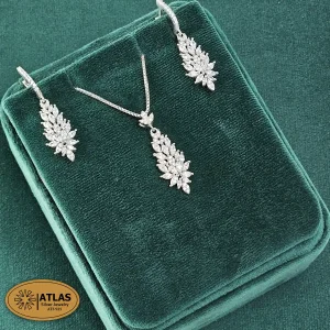 نیم ست نقره جواهری زنانه با نگین های برلیان 7.4 گرمی نقره اصل 925