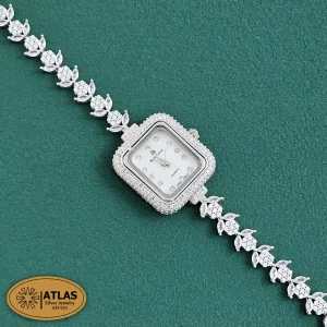 راهنمای خرید نقره برای هدیه 51 ساعت نقره زنانه مجلسی با نگین های برلیان 26.95 گرمی نقره اصل 925