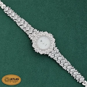 راهنمای خرید نقره برای هدیه 50 ساعت نقره زنانه مجلسی با نگین های برلیان 31.6 گرمی نقره اصل 925