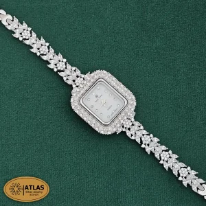 ساعت نقره زنانه مجلسی با نگین های برلیان و پرنس 29.5 گرمی نقره اصل 925