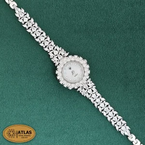 ساعت نقره زنانه مجلسی با نگین های برلیان 32.6 گرمی نقره اصل 925