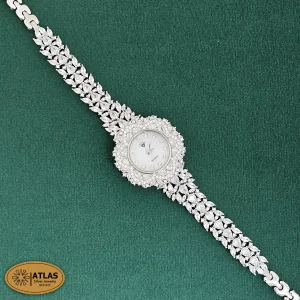 ساعت نقره زنانه مجلسی با نگین های برلیان 34.1 گرمی نقره اصل 925