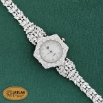 ساعت نقره زنانه مجلسی با نگین های برلیان 31.3 گرمی نقره اصل 925 - Image 2