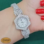 ساعت نقره زنانه مجلسی با نگین های برلیان 31.3 گرمی نقره اصل 925 - Image 5