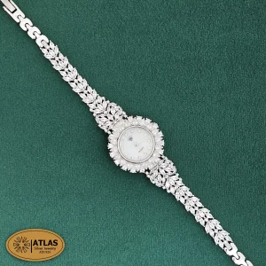 ساعت نقره زنانه مجلسی با نگین های برلیان 32.3 گرمی نقره اصل 925