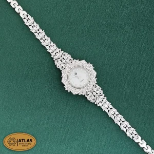 ساعت نقره زنانه مجلسی نگین های برلیان و مارکیز 32.2 گرمی نقره اصل 925