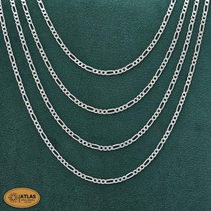 زنجیر نقره مردانه مدل فیگارو نازک 65 سانتی متر 9.8 گرمی نقره اصل 925