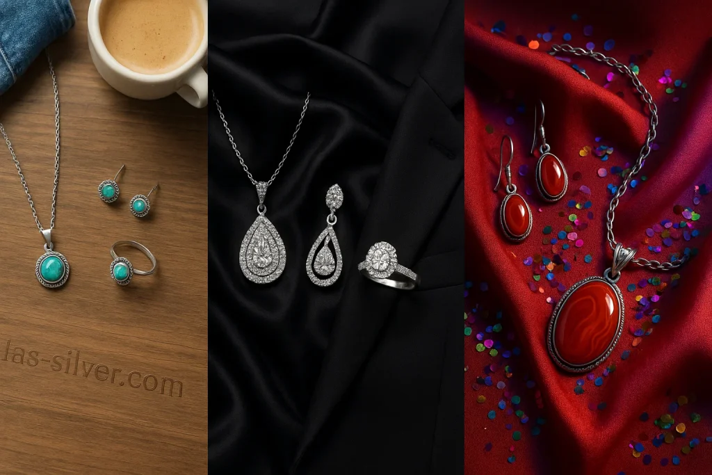 5+ راهنمای انتخاب نیم ست نقره زنانه با سنگ اصل | نقره اطلس