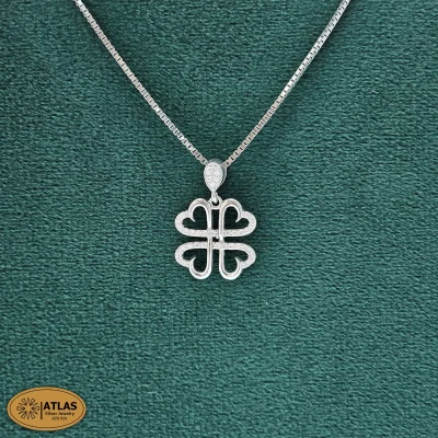 مدال نقره دخترانه با زنجیر و نگین های برلیان 4.1 گرمی نقره اصل 925