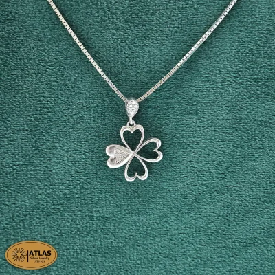 مدال نقره دخترانه با زنجیر و نگین های برلیان 4 گرمی نقره اصل 925