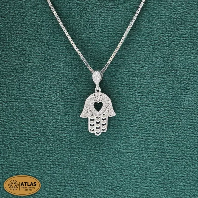 مدال نقره دخترانه با زنجیر و نگین های برلیان 4.2 گرمی نقره اصل 925