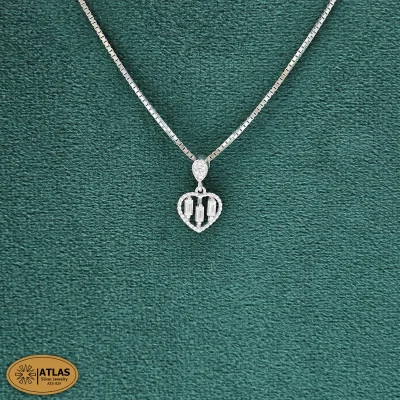 مدال نقره دخترانه با زنجیر و نگین های برلیان 3.4 گرمی نقره اصل 925