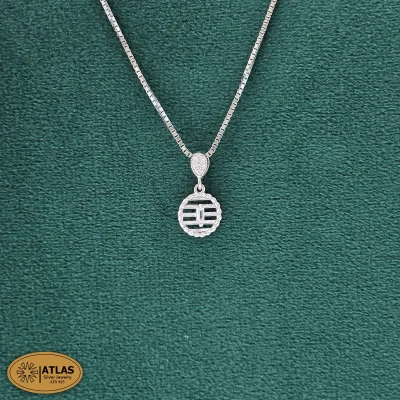 مدال نقره دخترانه با زنجیر و نگین های برلیان 3.5 گرمی نقره اصل 925