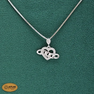 مدال نقره دخترانه با زنجیر و نگین های برلیان 3.9 گرمی نقره اصل 925